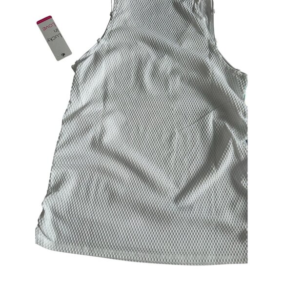 LUCKY IN LOVE White V Neck Mesh Tank Size M NEW with tags - Picture 6 of 6
